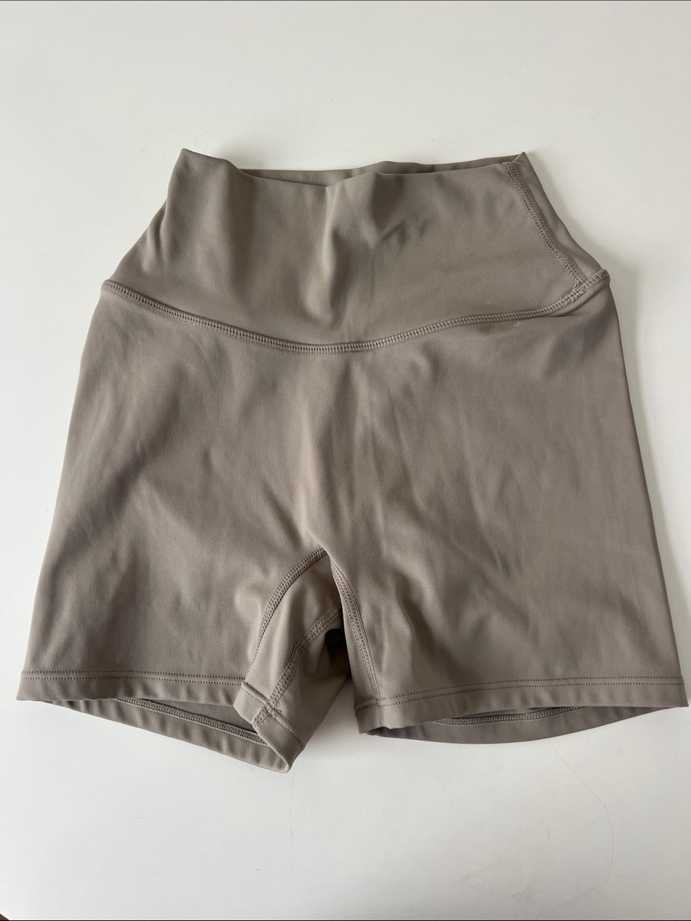 CSB 4” high-waisted shorts in Taupe